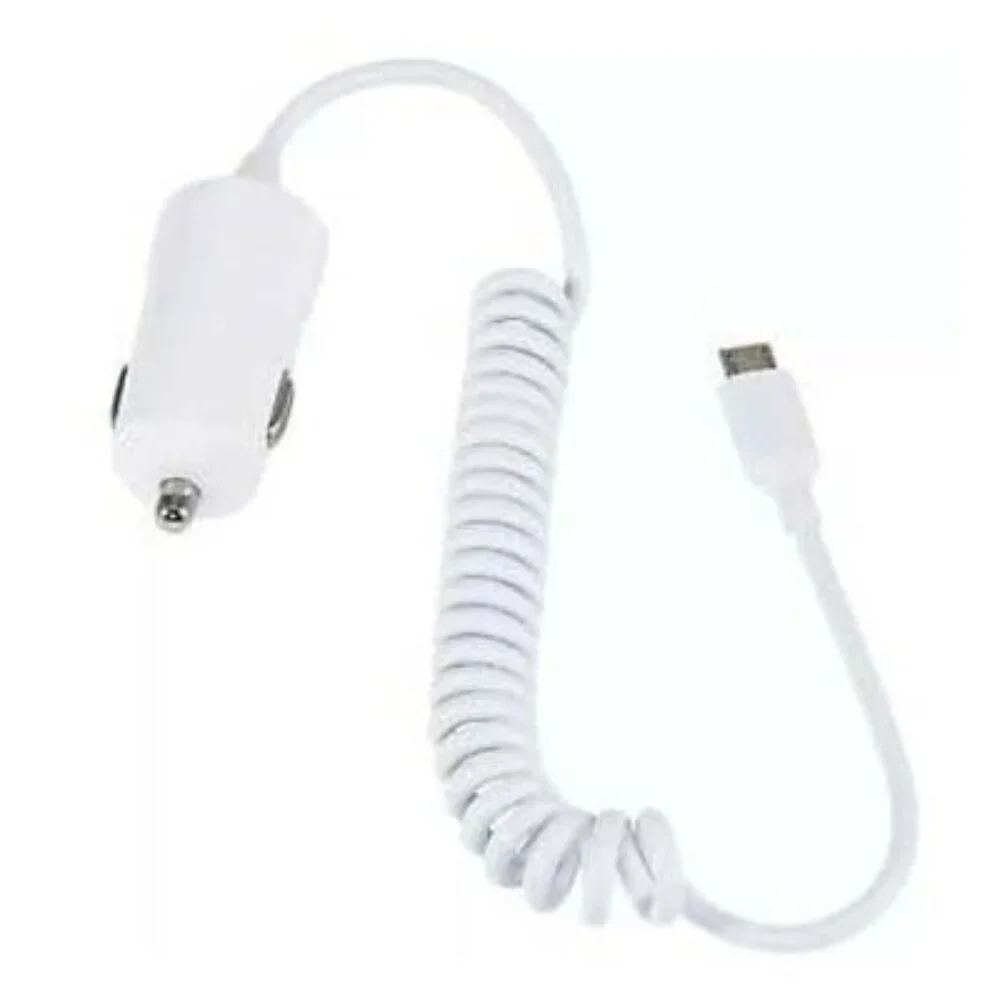 2.4 AMP Coiled Micro USB Cable Car Charger for Smartphones & Tablets, NEW